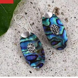 Abalone Shell Oval Shape Earrings in Sterling Silver